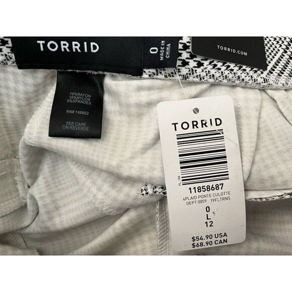 Torrid Size 0 Cropped Dress Pants Houndstooth Black White Pull On Large 12 NWT - Picture 3 of 4